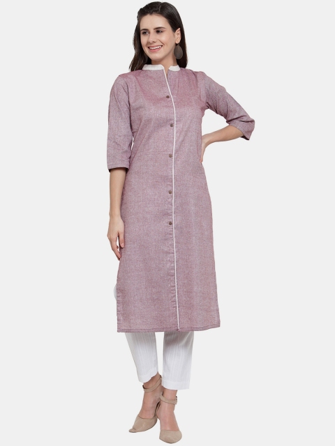 

Aarsha Women Violet Striped Thread Work Kurta