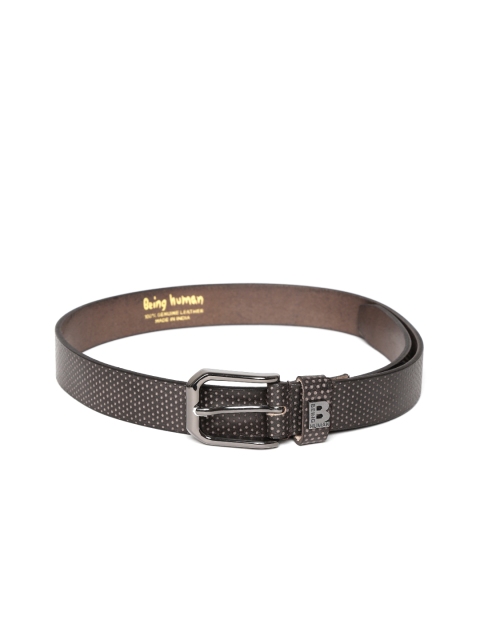 

Being Human Clothing Men Coffee Brown Textured Genuine Leather Belt