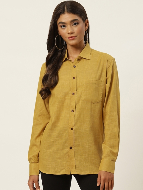 

Molcha Women Mustard Yellow Comfort Semiformal Shirt