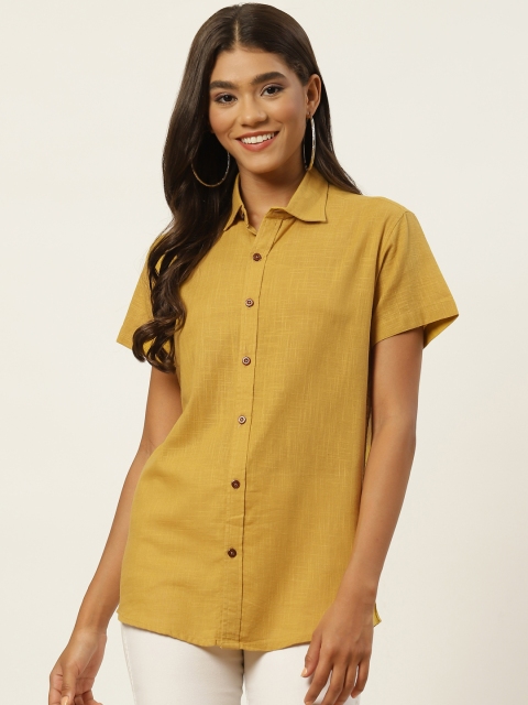 

Molcha Women Mustard Comfort Semiformal Shirt