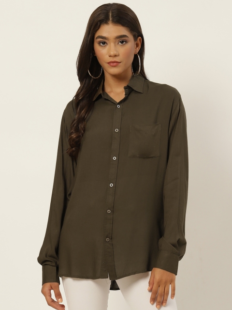 

Molcha Women Olive Green Comfort Semiformal Shirt