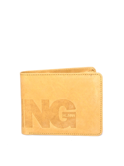 

Being Human Clothing Men Mustard Yellow Genuine Leather Wallet
