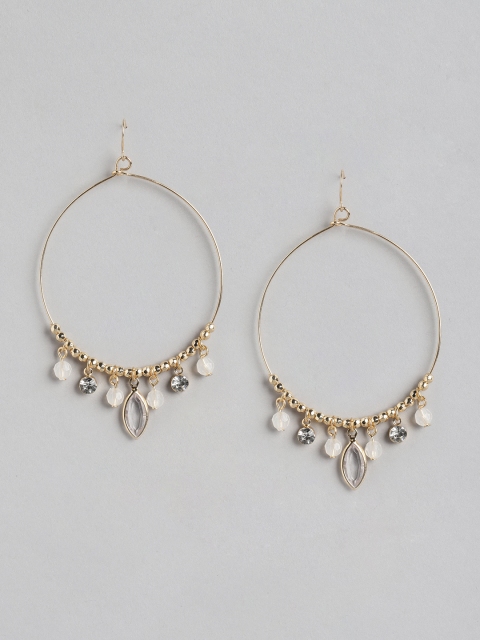 

Forever New Gold-Toned & White Circular Hoop Earrings