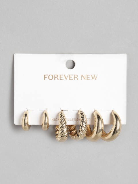 

Forever New Set of 3 Gold-Plated Circular Hoop Earrings