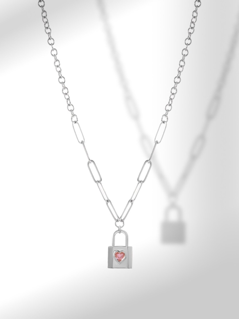 

MINUTIAE Silver-Toned & Red Brass Silver-Plated Handcrafted Necklace
