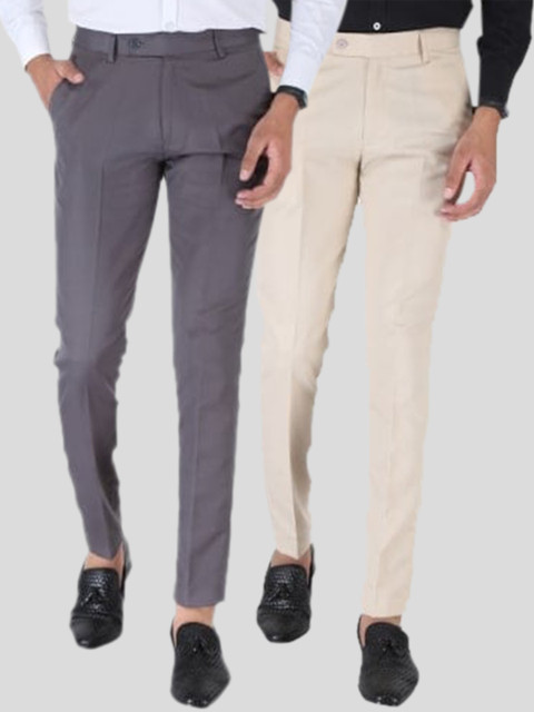 

Srey trends Men Grey Smart Slim Fit High-Rise Trousers
