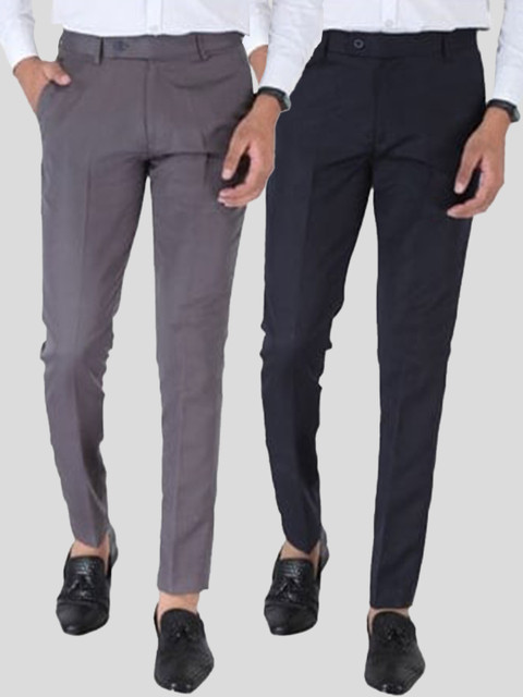 

Srey trends Men Grey Smart Slim Fit High-Rise Trousers