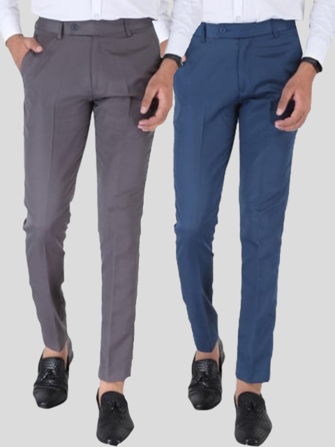

Srey trends Men Grey Smart Slim Fit High-Rise Trousers