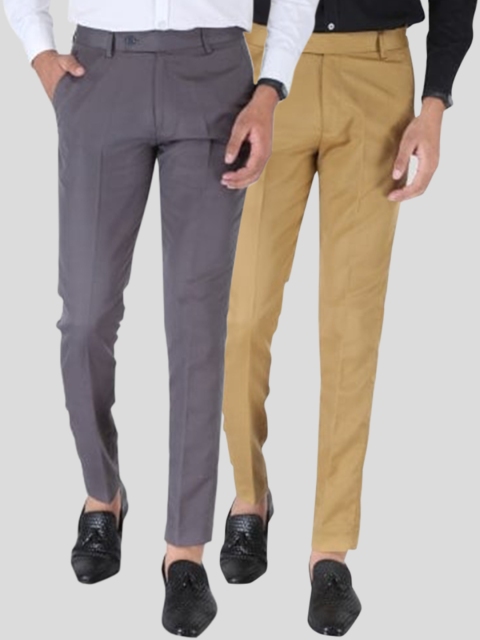 

Srey trends Men Grey Smart Slim Fit High-Rise Trousers