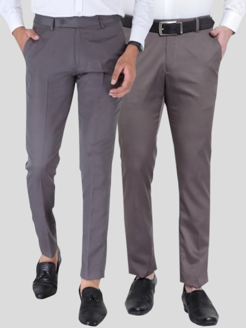 

Srey trends Men Grey Smart Slim Fit High-Rise Trousers