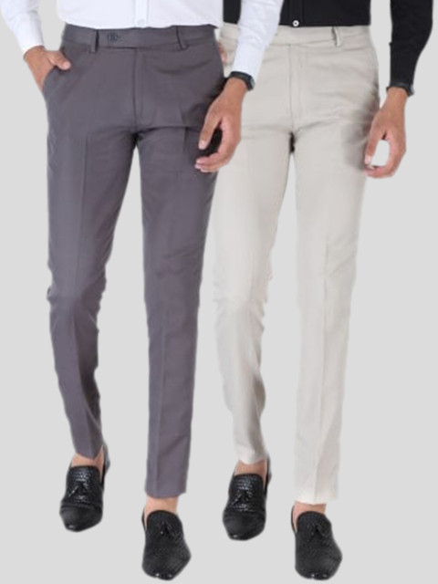 

Srey trends Men Grey Smart Slim Fit High-Rise Trousers