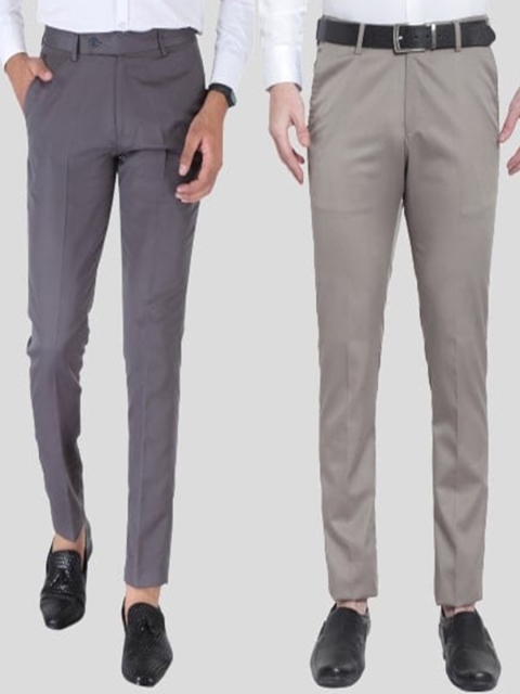 

Srey trends Men Grey Smart Slim Fit High-Rise Trousers