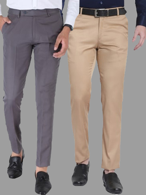 

Srey trends Men Grey Smart Slim Fit High-Rise Trousers