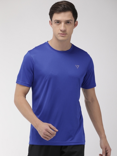 

SEVEN by MS Dhoni Men Blue Solid Round Neck T-shirt