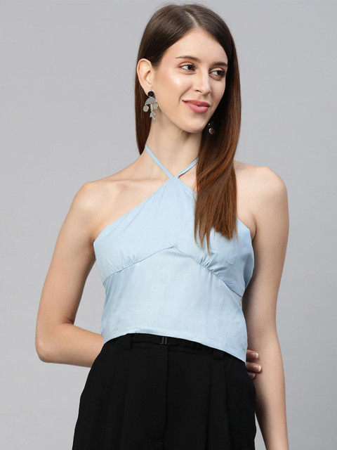 

SIRIKIT Blue Halter Neck Smocked Top