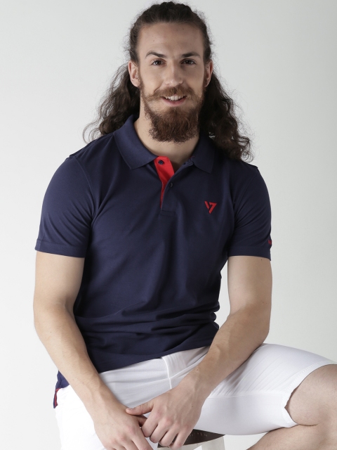 

SEVEN by SPORTSFIT Men Navy Basic Pique Polo Collar T-shirt, Navy blue