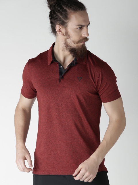 

SEVEN by MS Dhoni Men Rust Brown Lugano Solid Polo Collar T-shirt