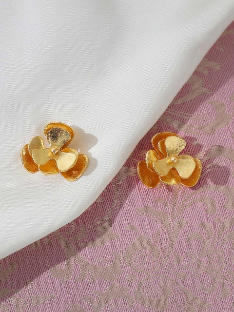 

Pipa Bella Gold-Toned Floral Studs Earrings