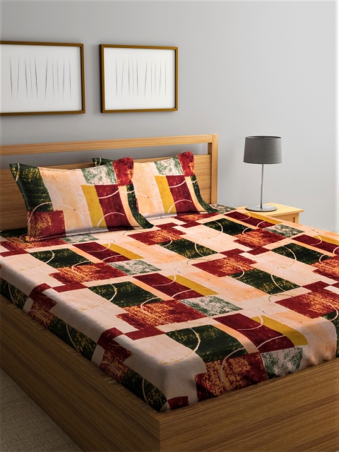 

Home Sizzler Unisex Red & Green Geometric Printed King Bedsheets