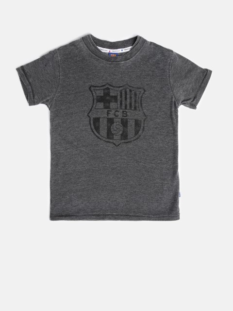 

Barcelona Boys Charcoal Grey Printed T-shirt
