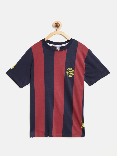 

Barcelona Boys Navy Blue & Maroon Striped Round Neck Jersey T-shirt