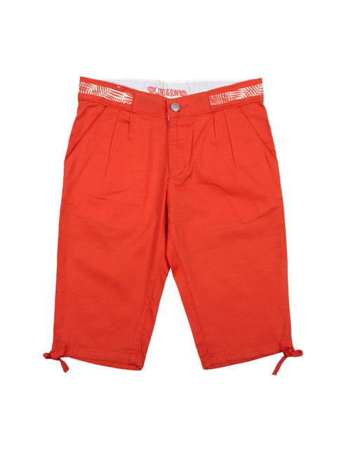 

Gini and Jony Girls Red Solid Regular Fit Capris