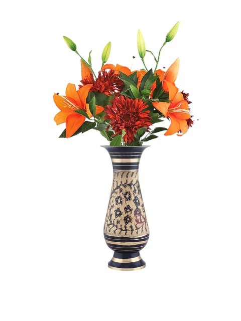 

WENS Navy Blue & Gold Metal Flower Vase