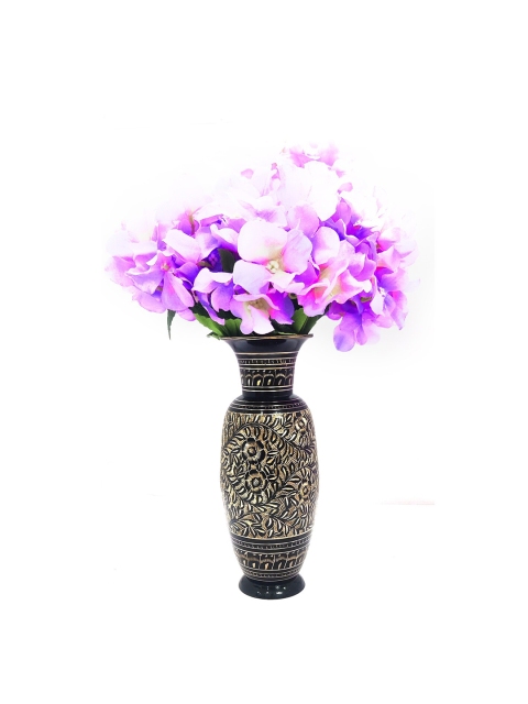 

WENS Black Nakkashi Work Brass Flower Vase