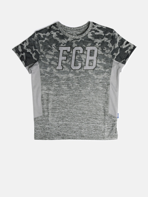 

Barcelona Boys Grey Printed Round Neck T-shirt