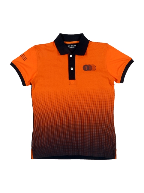 

Gini and Jony Boys Orange Printed Polo Collar T-Shirt