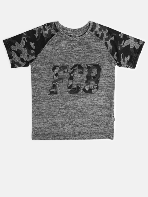 

Barcelona Boys Grey Melange Printed T-shirt