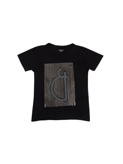 

Gini and Jony Boys Black Printed Round Neck T-shirt