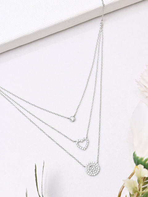 

Zavya Heart 925 Sterling Silver Rhodium-Plated Layered Necklace