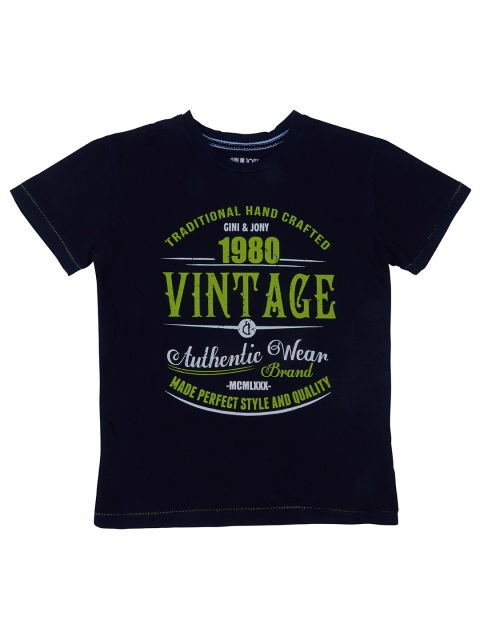 

Gini and Jony Boys Black Printed Round Neck T-shirt