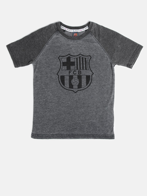 

Barcelona Boys Charcoal Grey Printed T-shirt