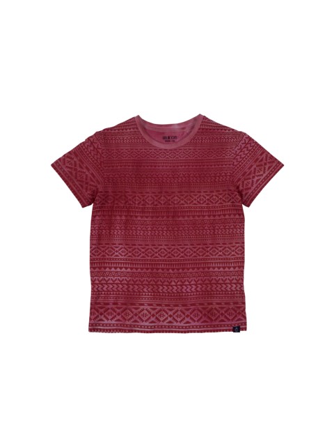 

Gini and Jony Boys Maroon Self-Printed Round Neck T-shirt