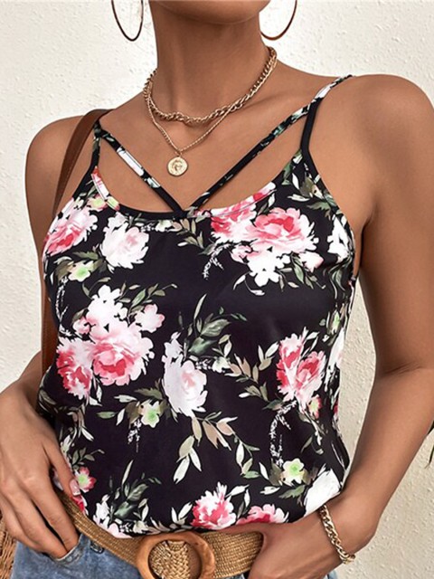 

BoStreet Black Floral Print Top