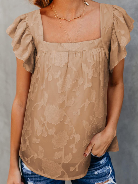 

BoStreet Beige Floral Print Top