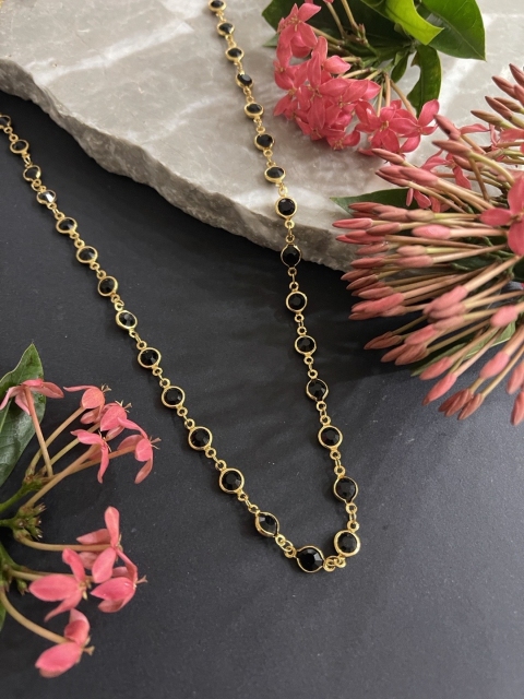 

Digital Dress Room Gold-Plated & Black Beaded Mangalsutra