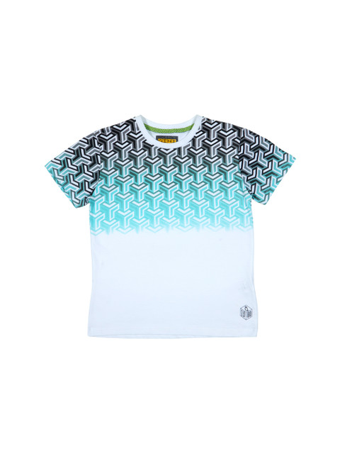

Gini and Jony Boys White & Blue Printed T-shirt