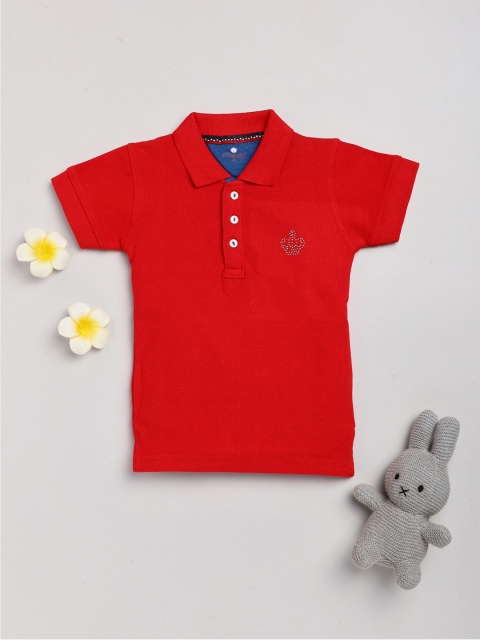 

Olio Kids Girls Red Polo Collar Applique T-shirt