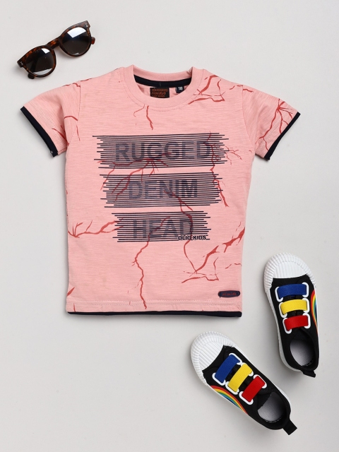 

Olio Kids Boys Pink Printed T-shirt