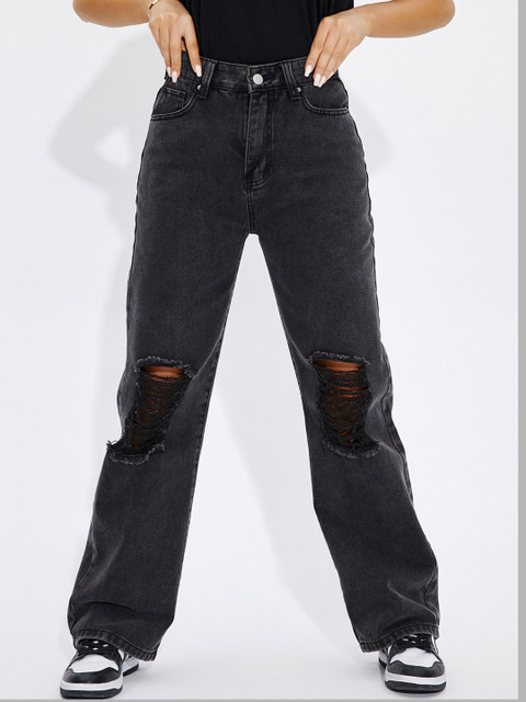 

URBANIC Women Black Mildly Distressed Jeans