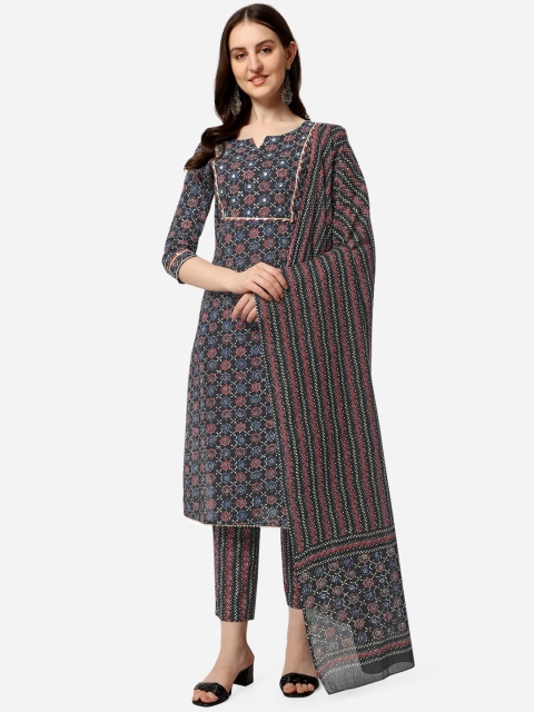 

MIRCHI FASHION Women Black Printed Panelled Gotta Patti Kurti with Palazzos