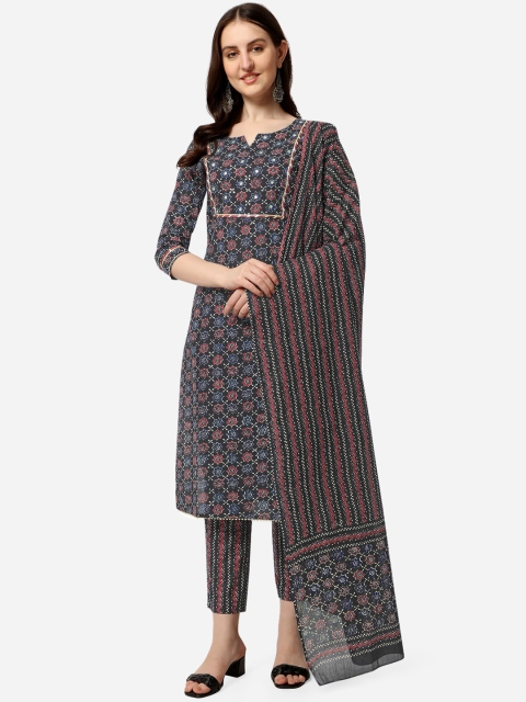 

MIRCHI FASHION Women Black Printed Panelled Gotta Patti Kurti with Palazzos