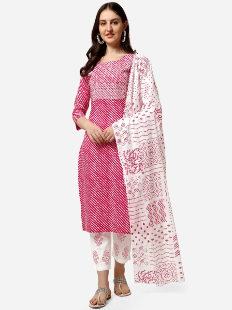 

MIRCHI FASHION Women Red Printed Gotta Patti Kurta with Trousers & With Dupatta