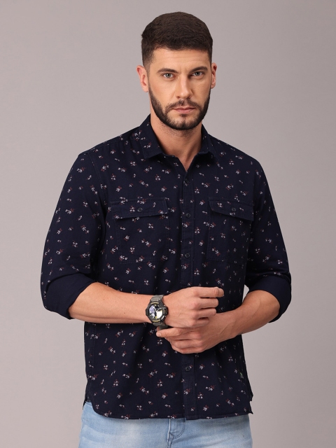 

FOGA Men Brown Classic Slim Fit Floral Printed Casual Shirt
