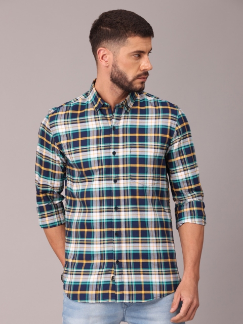 

FOGA Men Multicoloured Classic Slim Fit Tartan Checks Checked Casual Shirt, Multi