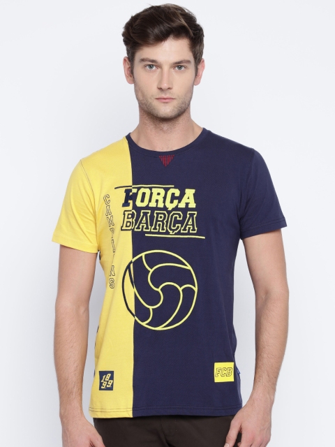 

FC Barcelona Men Navy Printed Round Neck T-shirt, Navy blue