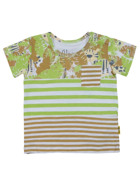 

Gini and Jony Boys Green Striped Round Neck T-shirt